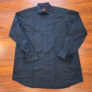 Brioni Men's Button Front French Scuff Long Sleeve Shirt Size XL Black